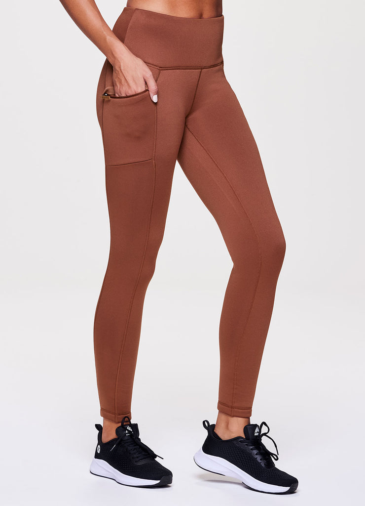 Brown Yoga Pants With Zippered