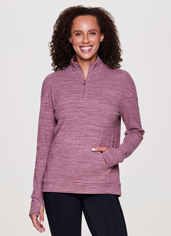 Avalanche Women's Pullover Pink Striped Jacket 1/3 Zip Fleece Interior Size  L