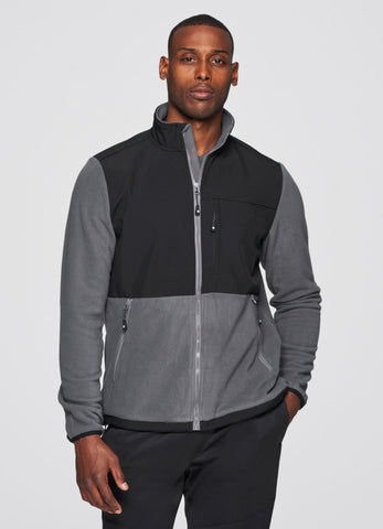 Avalanche Fleece Jacket, Zip-up, Gray Color, Men's Size XL